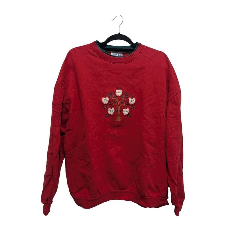 Endless Designs Red Sweatshirt with Apple Embroidery